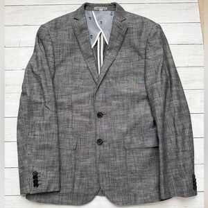 Express Photographer Gray Fitted Blazer Jacket Anchor Lining